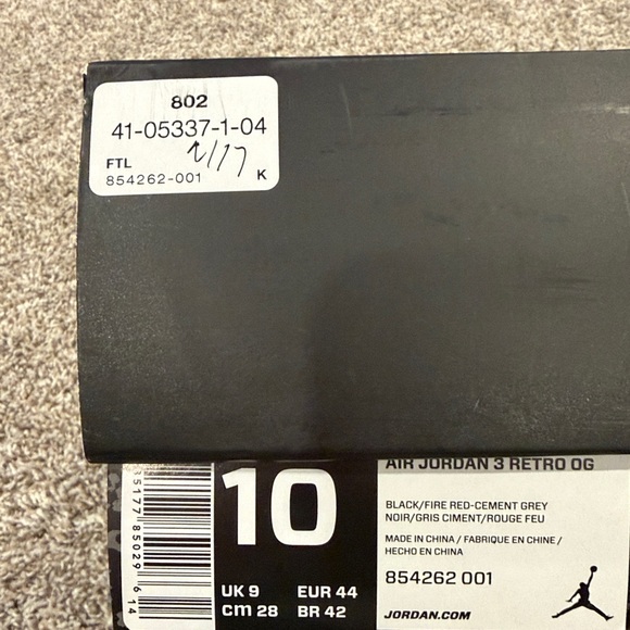 Air Jordan 3 black cement OG (2018) excellent condition - Picture 9 of 9